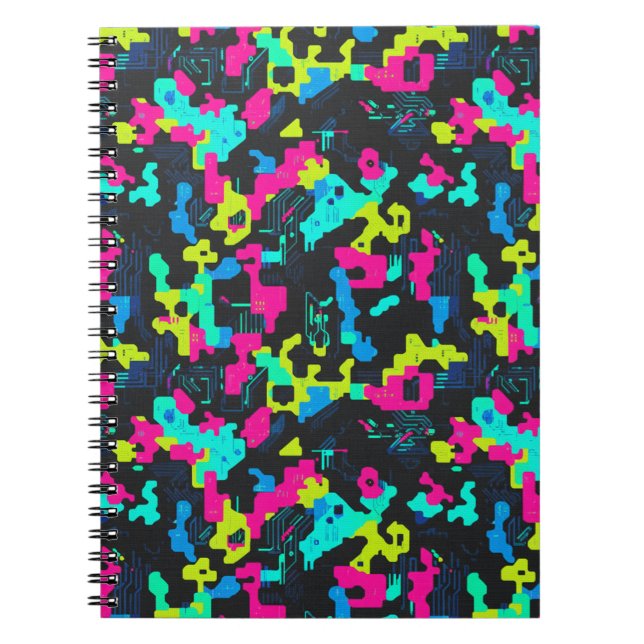 Neon Camouflage Pattern Notizblock (Vorderseite)
