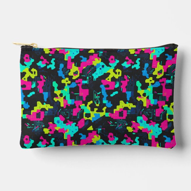 Neon Camouflage Pattern Zubehörtasche (Vorderseite)