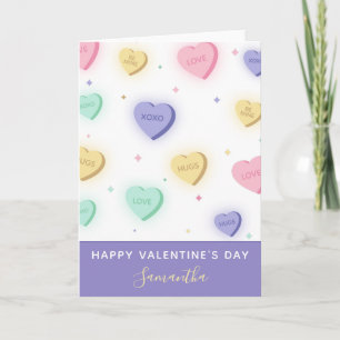 Neon Candy Heart Messages Conversle Sparkle Karte