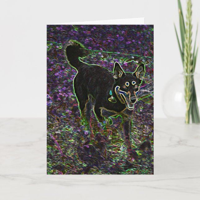 Neon Canine Birthday Karte (Vorderseite)