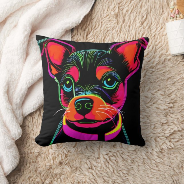 Neon Canine Puppy Art Kissen (Decke)
