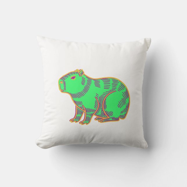 Neon Capybara – Cute Colorful Animal  Kissen (Vorderseite)