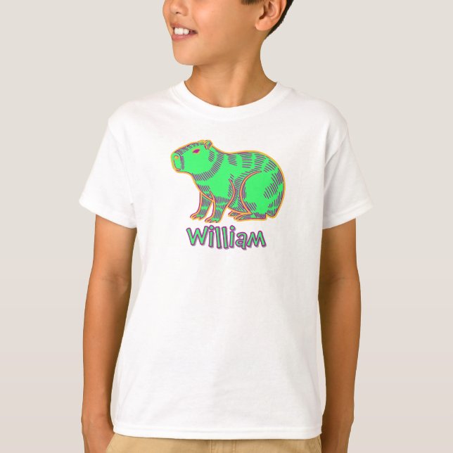 Neon Capybara Kids T-Shirt – Cute Colorful Animal  (Vorderseite)
