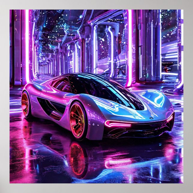 Neon Car Art Poster (Vorne)