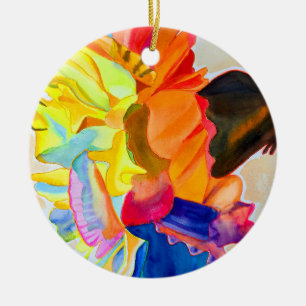 Neon Carnation Aquarell Blume Keramik Ornament