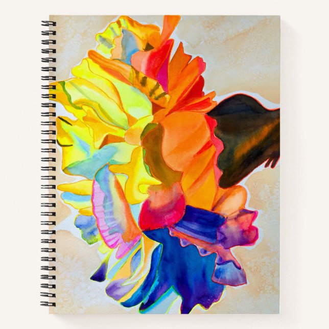 Neon Carnation Aquarell Blume Notizbuch (Vorderseite)
