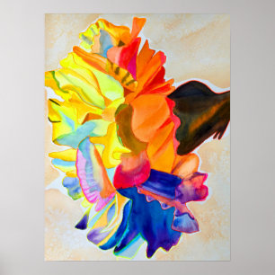 Neon Carnation Aquarell Blume Poster