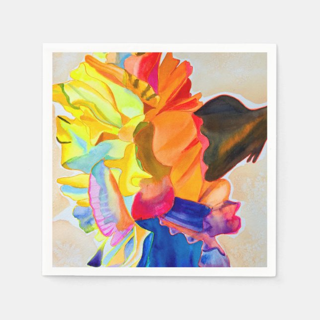 Neon Carnation Aquarell Blume Serviette (Vorderseite)