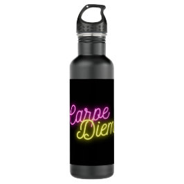 Neon Carpe Diem Word Art Edelstahlflasche