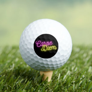 Neon Carpe Diem Word Art Golfball