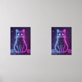 **Neon Cat Design – Glowing Futuristic Feline Art* Bilderwand Sets