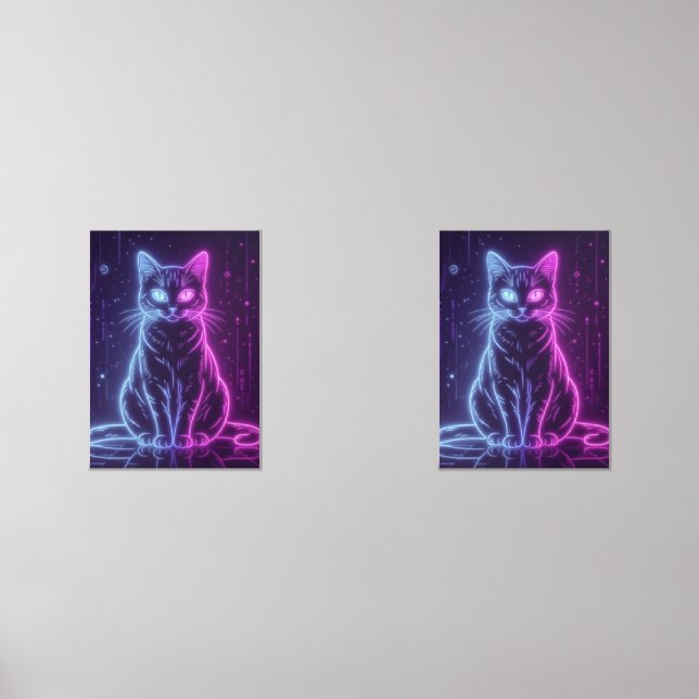 **Neon Cat Design – Glowing Futuristic Feline Art* Bilderwand Sets (Vorderseite)