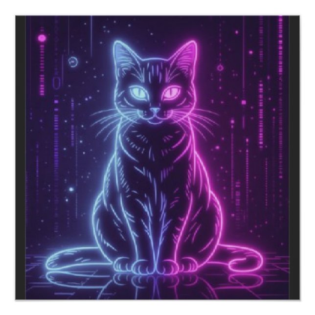 **Neon Cat Design – Glowing Futuristic Feline Art* Poster (Vorderseite)