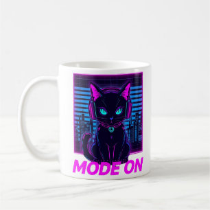 Neon Cat Mode ON - Cyberpunk Gamer Cat Kaffeetasse