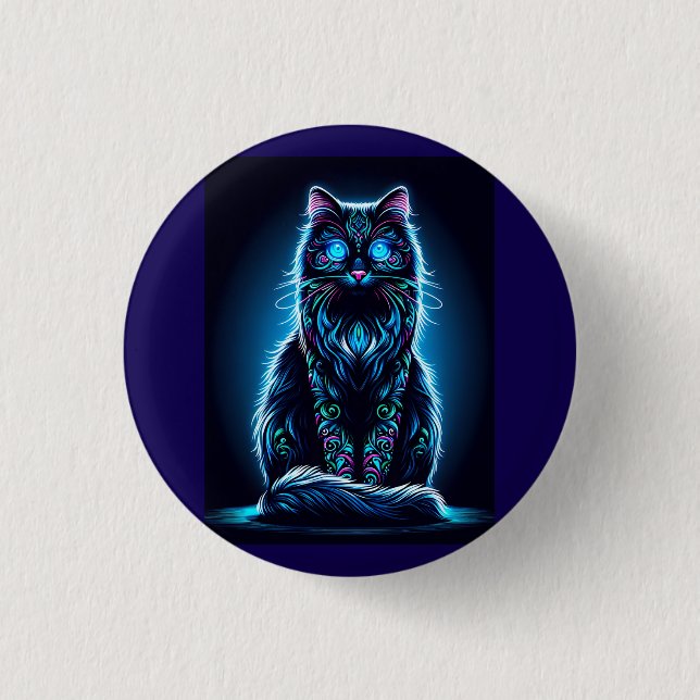 Neon Cat Vivid Background-97948 Button (Vorderseite)