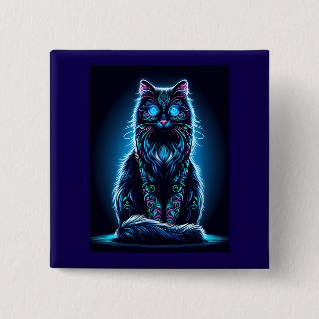 Neon Cat Vivid Background-97948 Button (Vorderseite)