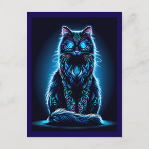 Neon Cat Vivid Background-97948 Feiertagspostkarte