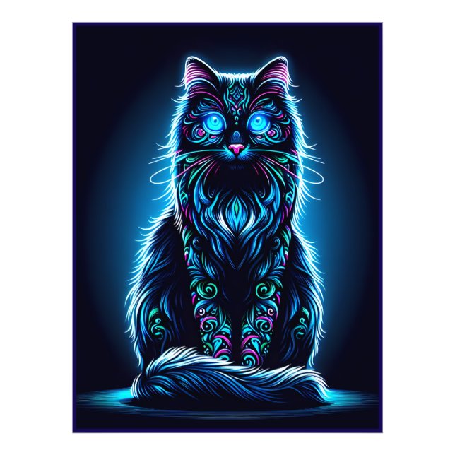 Neon Cat Vivid Background-97948 Fotodruck (Vorne)