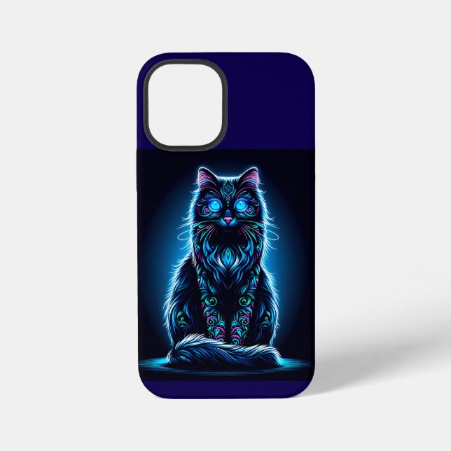 Neon Cat Vivid Background-97948 iPhone Hülle (Rückseite)