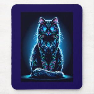 Neon Cat Vivid Background-97948 Mousepad