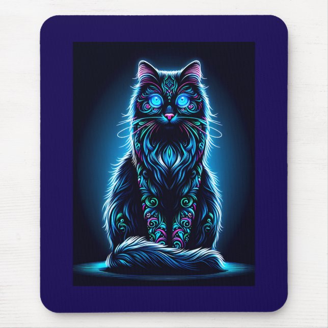 Neon Cat Vivid Background-97948 Mousepad (Vorne)