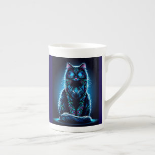 Neon Cat Vivid Background-97948 Prozellantasse