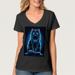 Neon Cat Vivid Background-97948 T-Shirt