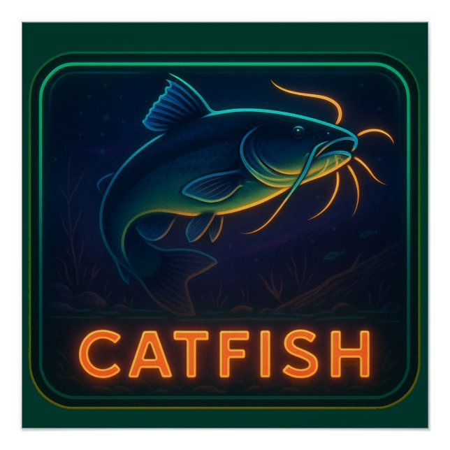Neon Catfish Poster Print (Vorderseite)
