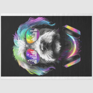 Neon Cavoodle mit Kopfhörer Gewebepapier Seidenpapier