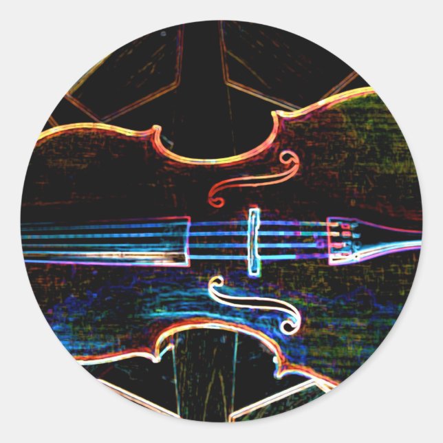 Neon Cello Runder Aufkleber (Vorderseite)