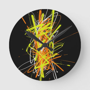 Neon-Chaos Abstracte Energie-Explosion Runde Wanduhr
