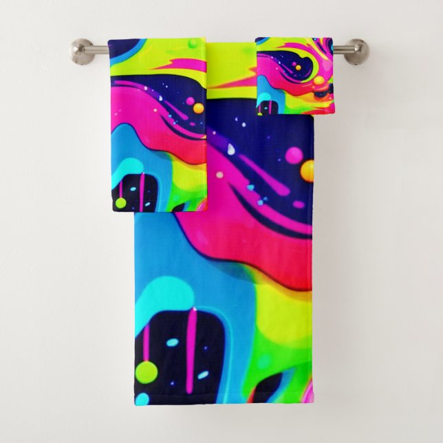 Neon Chaos Liquid Color Explosion Badhandtuch Set (Insitu)