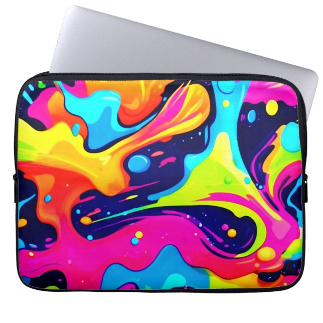 Neon Chaos Liquid Color Explosion Laptopschutzhülle (Vorderseite)