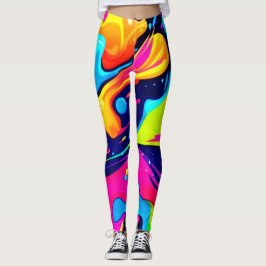 Neon Chaos Liquid Color Explosion Leggings