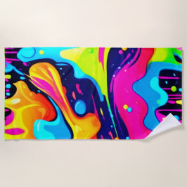 Neon Chaos Liquid Color Explosion Strandtuch
