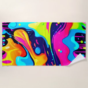 Neon Chaos Liquid Color Explosion Strandtuch