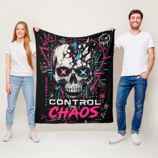 Neon-Chaos-Totenkopf-Ästhetik Fleecedecke
