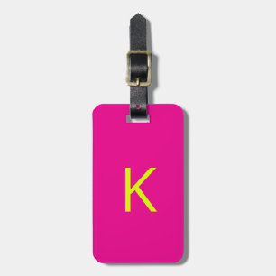 Neon Chartreuse Gelb Hot Pink Monogramm Schrift Gepäckanhänger