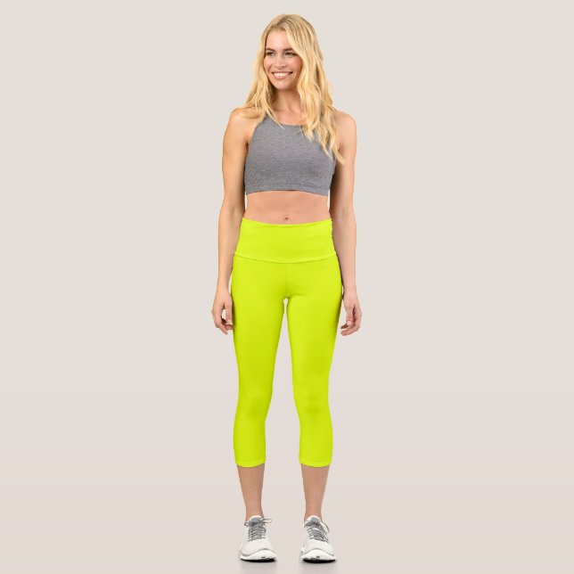 Neon Chartreuse Solid Color | Classic Capri Leggings (Vorderseite)