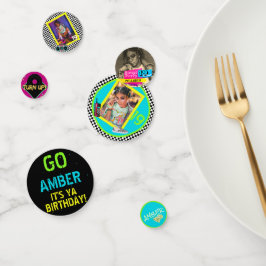 Neon Checkerboard|3 Fotos & Age Retro der 80er Jah Konfetti