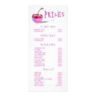 Neon Cherry Beautician Beauty Service Preisliste Werbekarte