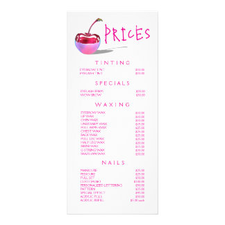 Neon Cherry Beautician Beauty Service Preisliste Werbekarte