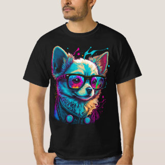 Neon Chihuahua in Sonnenbrille Cool Psychedelische T-Shirt
