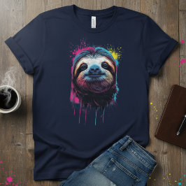 Neon Chill — Color Splash Sloth, Artistic Animal T-Shirt