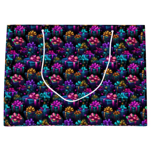 Neon Christmas Geschenke Große Geschenktüte (Vorderseite)