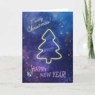 Neon Christmas Tree Card Feiertagskarte