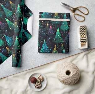 Neon Christmas Tree Geschenkpapier