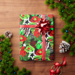 Neon Christmas Tree Musterpapier Geschenkpapier<br><div class="desc">Ein lustiges Weihnachtspapier mit hellroten,  grünen und weißen Neonweihnachtsbäumen auf schwarzem Hintergrund.</div>