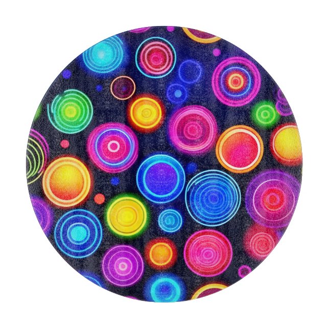 Neon Circle Burst Schneidebrett (Vorderseite)