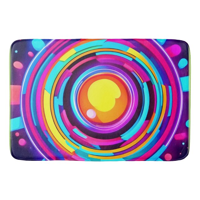 Neon Circle Vortex Muster Badematte (Vorderseite)